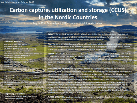 Carbon capture, utilization and storage (CCUS) in the Nordic Countries - The NordVulk Summer School 2023