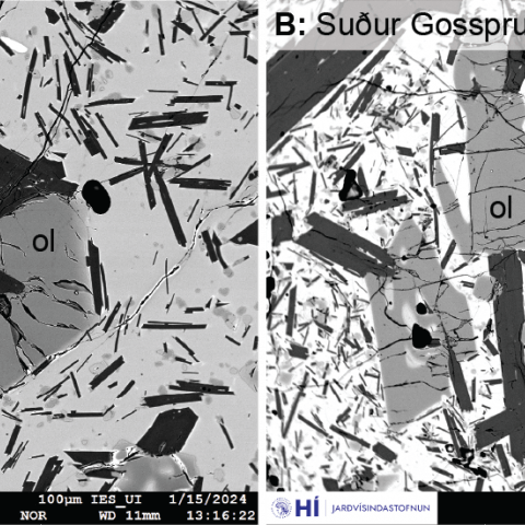 Eldgos norðan Grindavíkur - Bergfræði (þunnsneiðar)